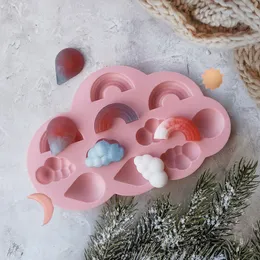 3D Rainbow Cloud Raundrop Silicone mögel 11-kavitet solmåne väderform diy bakkaka choklad fondant ost isbit mögel