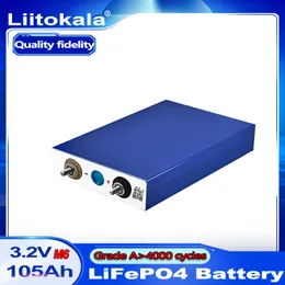 16PCS Liitokala高容量深サイクルLifePO4 3.2V 105Ah電池12V 24V 48Vのリチウムイオンセル充電式電池パック