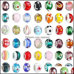 Glass Loose Beads Jewelry New Charms Pretty European Murano Biagi Large Big Hole Rroll Fit For Charm BraceletsNecklace Mix Color Drop Deliv