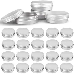 Latas de latas de prata de alumínio redondo caixas de embalagem de garrafas de armazenamento de metal com tampas de parafuso para acessórios de cosméticos de beleza diy