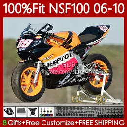 Honda 유리 섬유 NSF100 NSF-100 Repsol Orange NSF 100 2006 2008 2009 NS-F100 06 07 08 09 10 사출 금형 유리 섬유 몸체