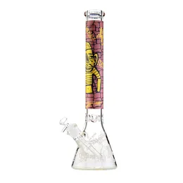 17.7-Inch Unique Print Beaker Bong with Ice Pinch, Diffused Downstem, 14mm Female Joint