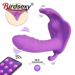 Giocattoli per adulti Dildo da donna Vibratore a farfalla Sesso per APP Telecomando Bluetooth Vibratori femminili sexy Coppie 220831