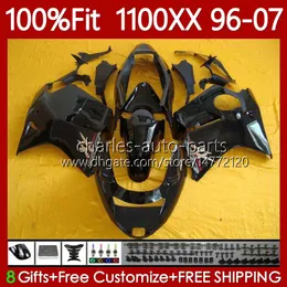 Injektionsformmissioner för Honda Blackbird CBR1100 CBR 1100XX 1100 XX CC 96-07 114NO.99 CBR1100XX Gloss Blk 96 97 98 99 00 01 02 03 04 05 06 07 1100CC 1996 2007 Kropp