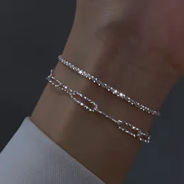 925 Sterling Silver Bracelet سوار التنس اللامع سلسلة رابط لسلسلة مجوهرات الخاص بك هدية الشاطئ قدم القدم في الكاحل قابلة للتعديل