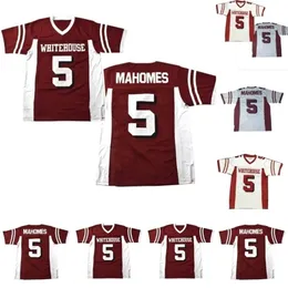 Uf CeoMit #5 Patrick Mahomes Whitehouse High School Football Jersey White Red 100% Stitched S-4XL High Quality Fast Shipping