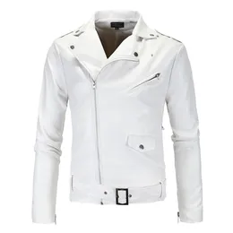 Menmen Slim White Leather Jacket