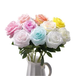Dekoracyjne kwiaty wieńce 1PCS plastikowe jedwab sztuczne róże ślub dom domowy jesienna dekoracja wysokiej jakości duży bukiet luksusowy fałszywy kwiat b