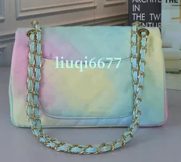 Fashion Designer bags Classic Gold Chain Leather Flap Bags Women channel Shoulder Bag rainbow color Crossbody Handbag Purses Lady Messenger Hand wallet