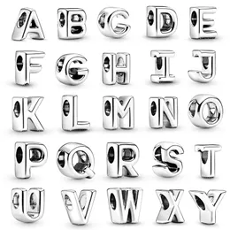 New Popular 925 Sterling Silver 26 English Alphabet Charm Beads Suitable for Original Pandora Bracelet Necklace Ladies Jewelry Accessories Gift