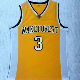 Nikivip #3 Paul En Kaliteli Kolej Basketbol Forması Black White Wake Forest Erkekler İçin Okul Formaları Tüm Dikişli