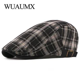 Wuaumx унисекс клетчатая шляпа Берета для мужчин Женщины Лето -пик плющ Случайная утка рта солнце