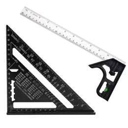 7 polegadas Triângulo Regra de 90 graus Ângulo de espessamento Regra de alumínio Alumínio Carpenter Medida Ferramenta de layout de transferidor quadrado de transferidor