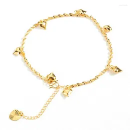 Anklets Copper Plated Gold Jewelry Wedding Bride Girl Anklet Foot Chain Women Heart Metal Trendy Romantic Roya22