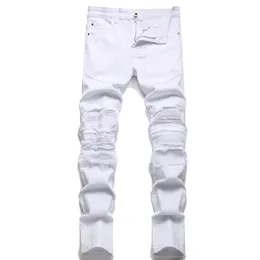 Weiße Jeans Hosen Männer Slim Fit Hochwertige Mode Gerade Biker Denim Hosen Große Größe Motorrad männer Hip Hop Hosen für Männer 28-42