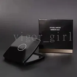 뜨거운 아크릴 소형 거울 접이식 벨벳 먼지 가방 거울 선물 상자 블랙 메이크업 도구 휴대용 클래식 스타일