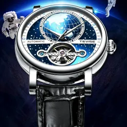 Relojes de pulsera de lujo Starry Sky Relojes mecánicos Esqueleto Tourbillon Reloj automático Hombres Correa de cuero de cuerda automática Hombre Relogio masculinoW