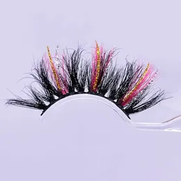 Eyelashes 25mm Colorful With Glitter Eye Lashes Thick Long Fake Eyelash Extension Make Up Tools False Lash For Beauty