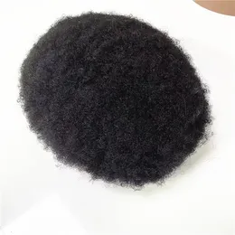 4mm Afro maschi Wigs Indian Virgin Human Sostituzione Hand Mono Pizzo unità di pizzo per uomini neri negli Stati Uniti