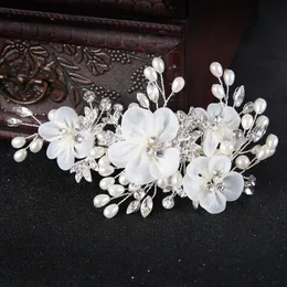 Moda Perle Copricapo Cristalli Pettini per capelli Fiori Forcina per la sposa Accessori da sposa Bastoncini da sposa con perline con fascia in strass