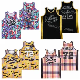 Filmfilm Bad Boy 72 Biggie Smalls Badboy Basketball Jersey Män alla syade hiphop för sportfans lag färg svart gul brun camo hiphop universitet andas