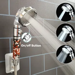 Ванная комната 3 режима с высоким давлением на головке с включенной/выключателем кнопка остановки кнопка воды.