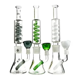 11 Inch Hookahs Beaker Glass Bongs Condenser Coil Oil Dab Rigs Diffused Downstem Water Pipes 14mm Male Joint
