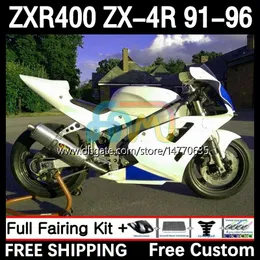 Fairings Kit för Kawasaki Ninja ZX4R 400cc ZXR-400 1991 1992 1993 94 95 96 BODY 12DH.74 ZXR 400 CC ZX-4R ZX 4R COWLING ZXR400 91 92 93 1994 1995 1995 BOODYWORK LUCKT VIT