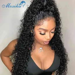 30 Inch Lace Front Wig Human Hair Black Moxika Curly s 360 al 220608