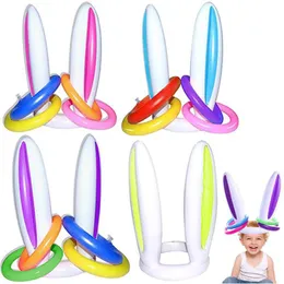 Påsk uppblåsbara kaninring Toss Game Toy Rabbit Ears Ballongleksaker Gåvor för barn Påskfestinredning
