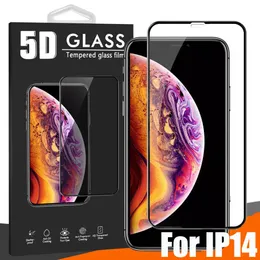 İPhone 14 için ekran koruyucusu 5D Temperli Cam 13 12 Pro MAX 11 XS X XR 7 8 Plus Perakende Paketi ile Tam Vücut Kapak Filmi