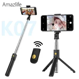 Multifunktion K07 utdragbar mini stativ trådlös Bluetooth-fjärrlucka selfie stick vikbar handhållen monopod bärbar lättvikt för iPhone smart telefon