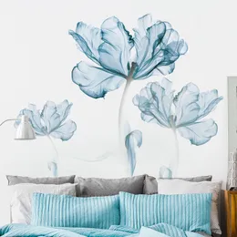 大きな北欧の青い花リビングルーム装飾ビニールウォールステッカーdiy家の装飾モダンな寝室の壁ポスター