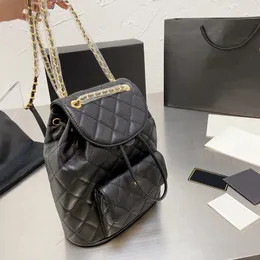 حقائب الظهر النسائية حقائب الظهر الكلاسيكية الرباط دلو الأجهزة Lambskin Caviar Ladies Travel حقائب اليد ذات السعة الكبيرة