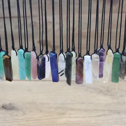 Reiki Chakra Naturstein Scheibe Punkt Anhänger Halskette Heilung Amethyst Rosenquarz Lapis Labradorit Damen Herren Seil Kette Schmuck