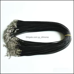 Chains 100Pcs/Lot Black Wax Leather Rope Cord Necklace 45Cm Chain Lobster Clasp Diy Jewelry Accessories Drop Delivery 2021 F Yydhhome Dhoga