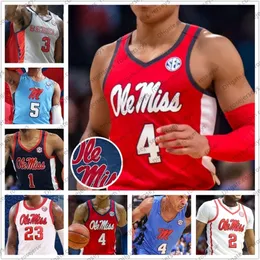 CEOA3740 Anpassad 2020 Ole Miss Rebels Basketball #2 Devontae Shuler 3 Khadim Sy 4 Breein Tyree 23 Romello White Men Youth Jersey 4XL