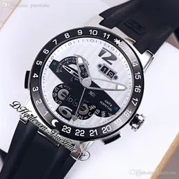 Исполнительный El Toro Perpetual Calendar Gmt Автоматические мужские часы 326-00-3/bq сталь стальной корпус черный панель белый серебряный циферблат резиновый ремешок с ограниченным тиражом.