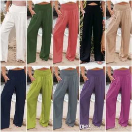 Women Leisure Wide Leg Pants 2022 Spring And Summer Fashion Cotton Hemp Loose Trousers Plus Size S-XXXL