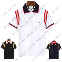 Europa Włochy haft pszczoły polo t shirt High Street Short Sleeve splicing lapel polo koszule para kobiet projektantów mody luksusowe tshirty