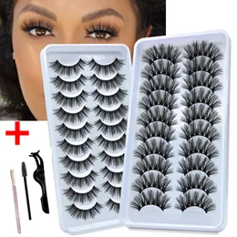 LE 3D 10 Paar 100 Nerzwimpern Dramatisches Volumen Fake Eye Fluffy Soft Wispy Faux Cils Natürliche lange falsche Wimpern Großhandel 220524