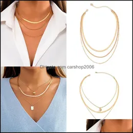 Anhänger Halsketten Anhänger Schmuck Punk Mtilayer Flache Klinge Schlange Kette Choker Neckalce Für Frauen Mode Dor