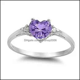 Pierścienie zespołowe biżuteria damska moda Sier Ser Heart Emerald Pierścień Pierścień Wedding dla kobiet Rozmiar 6 7 8 9 10 Drop dostawa 2021 A5SPW