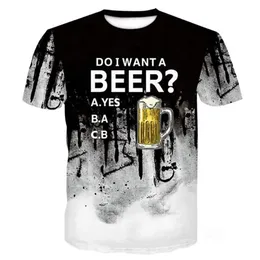 Piwo 3D nadruk męski T -koszulka Summer unisex zabawne nowość ponadgabarytowe tshirty okrągły szyi krótkie topy luźne strój 220607