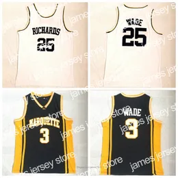 Nya Richards 25 Dwyane 3 Wade High School Jerseys Män alla syade baskettröja med andningsbara sportuniformer Toppkvalitet