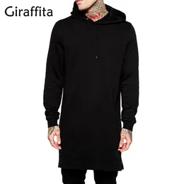 Men's Hoodies & Sweatshirts Wholesale- Giraffita Men Hooded Black Hip Hop Mantle Fashion Jacket Long Sleeves Man's Coats Outwear Streetwear