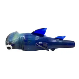 ダークブルーの海洋サメの形状ガラス喫煙ハンドパイプドライハーブの喫煙用の新しいデザインファミングタバコチューブ