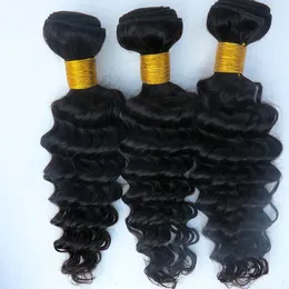 Brasilianska hårväv Virgin Human Hair Extensions Deep Wave 8 ~ 34inch Peruvian Malaysian Indian Cambodian Human Hair Weft 8a Bra kvalitet