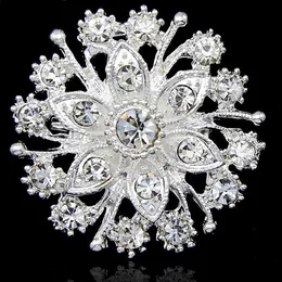 Hot Selling Pretty Flower Diamante Silver Brooch Wedding Bridal Bouquet Fashion Jewelry Accessories B909 Girls Dress Pins For Party