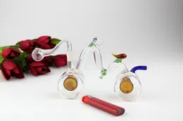 Bicycle shape - glass hookah smoking pipe Wholesale glass pipes Curved Glass Oil Burners Pipes, free delivery